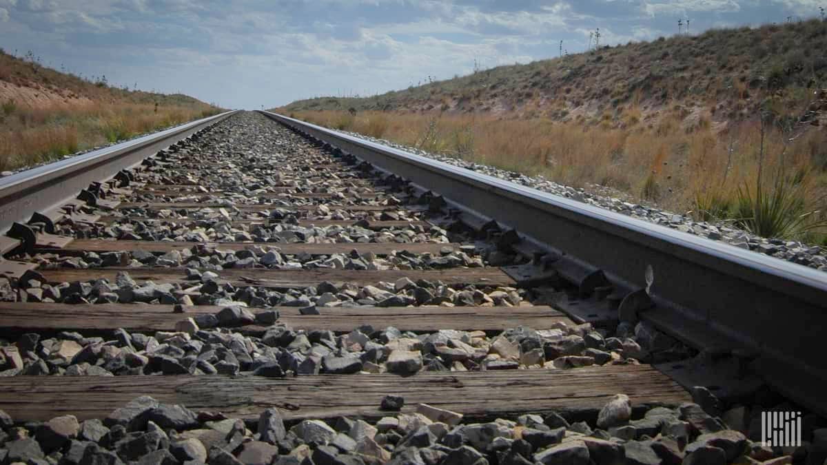 A photograph of some railroad track.