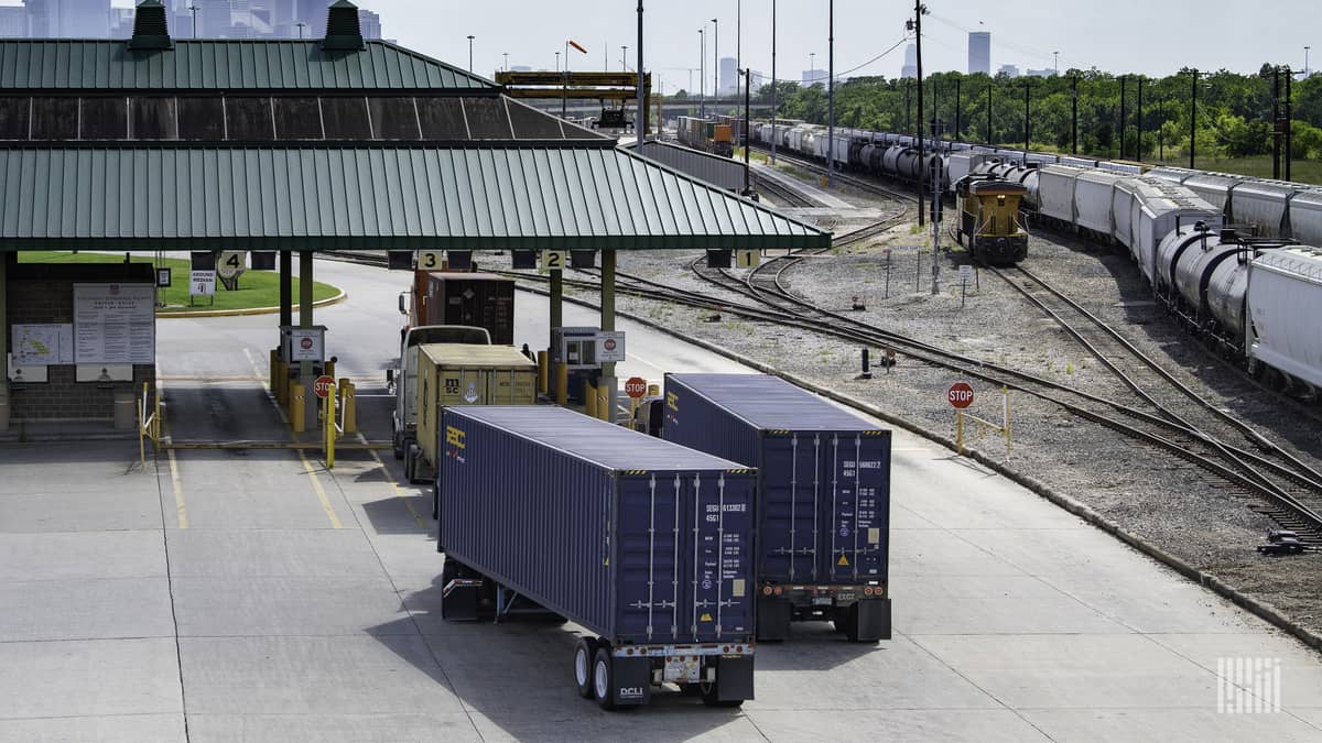 Containers on trucks