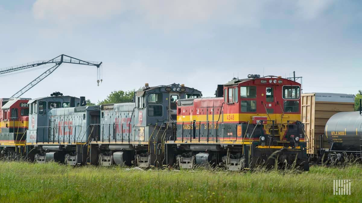 A photograph of a Kansas City Southern train.