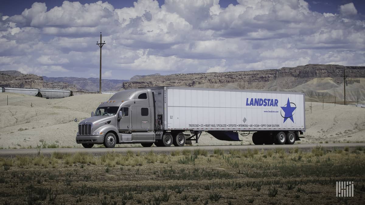 Landstar trailer on highway