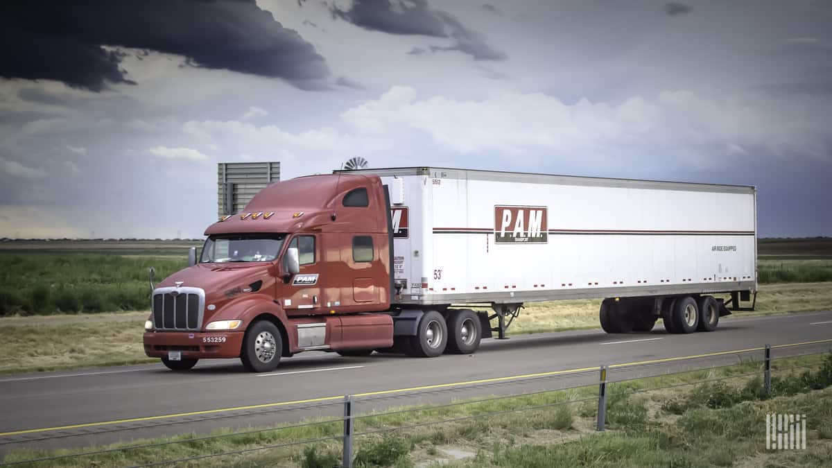 P.A.M. Transportation truck on highway