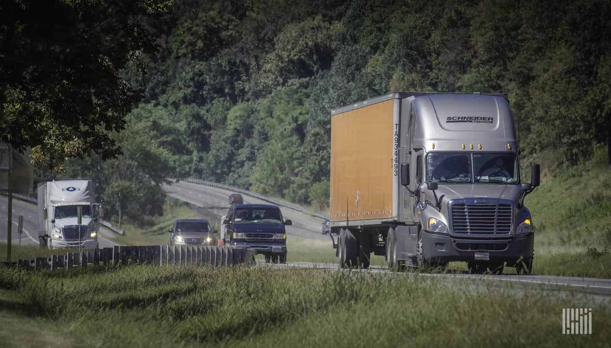 Schneider National truck on highway