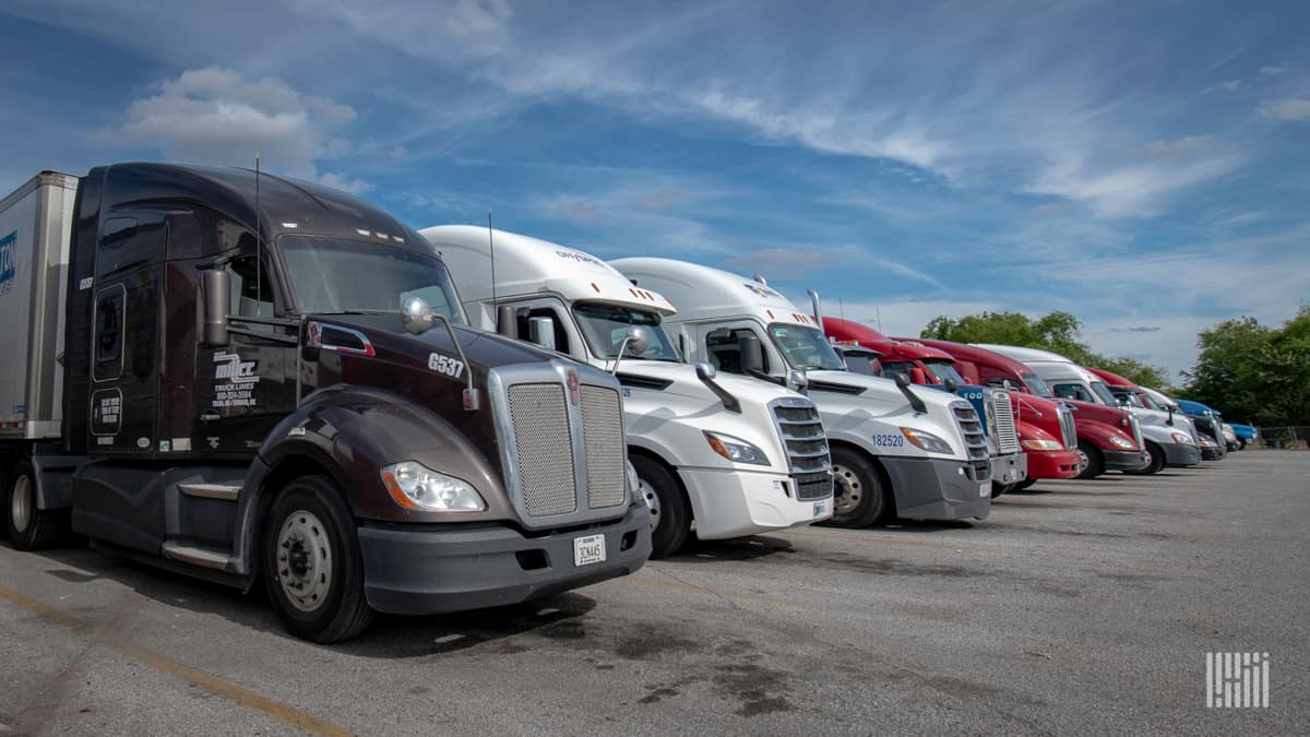 Trucks parked at rest stop