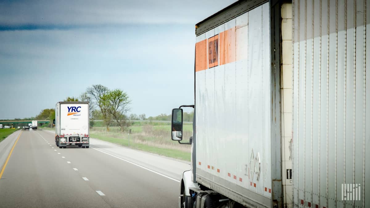 YRC double on highway