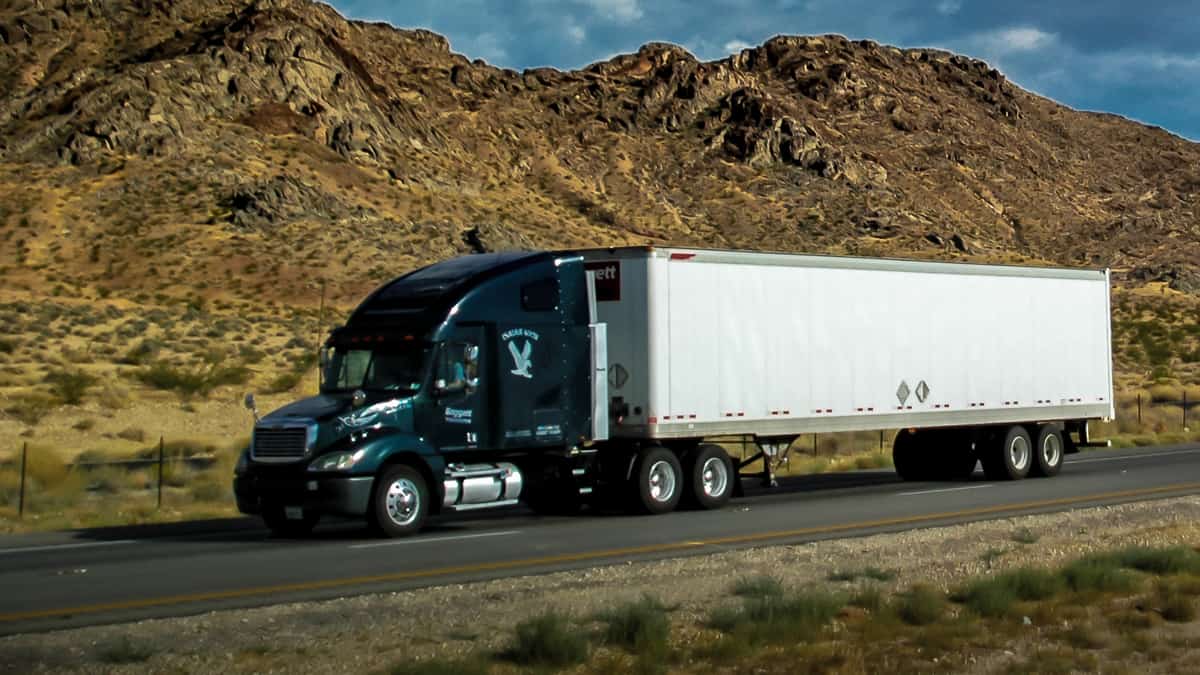 Freightliner truck on highway