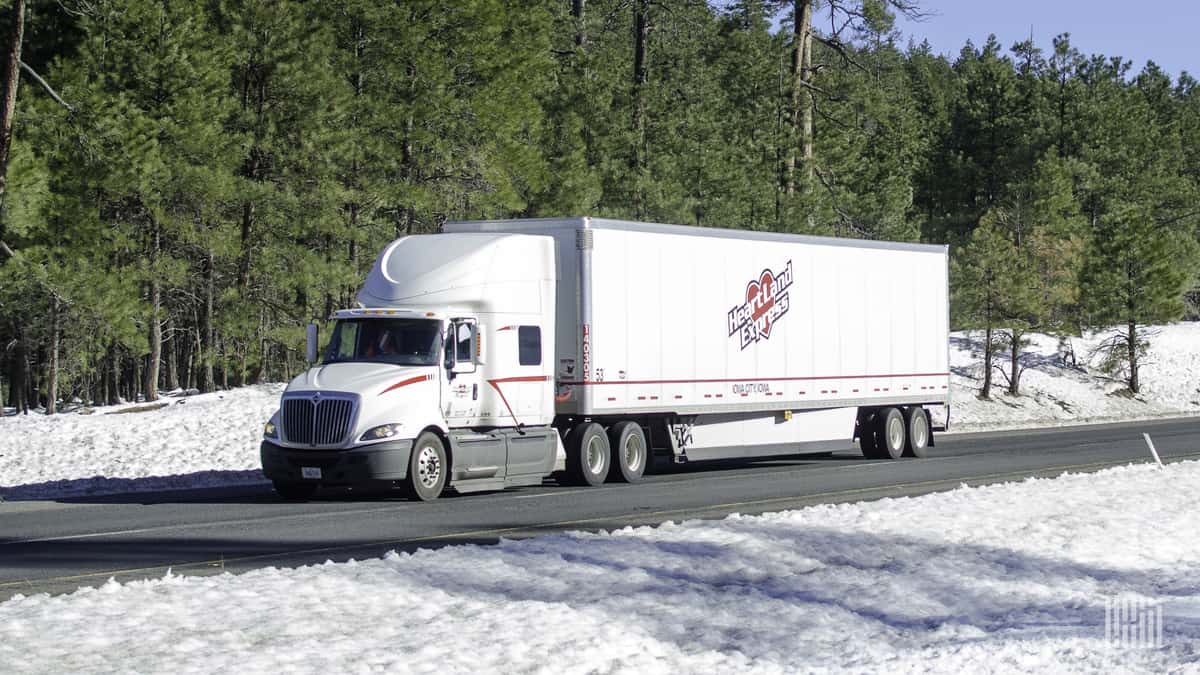 Heartland Express truck on highway