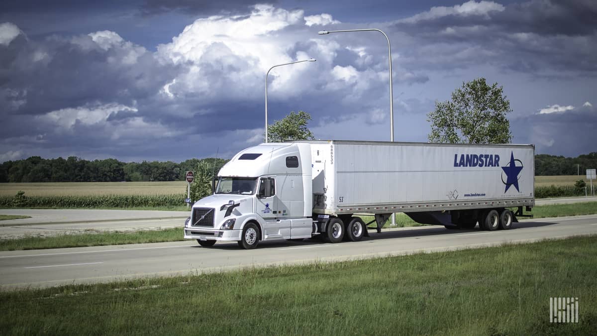 Landstar truck on highway