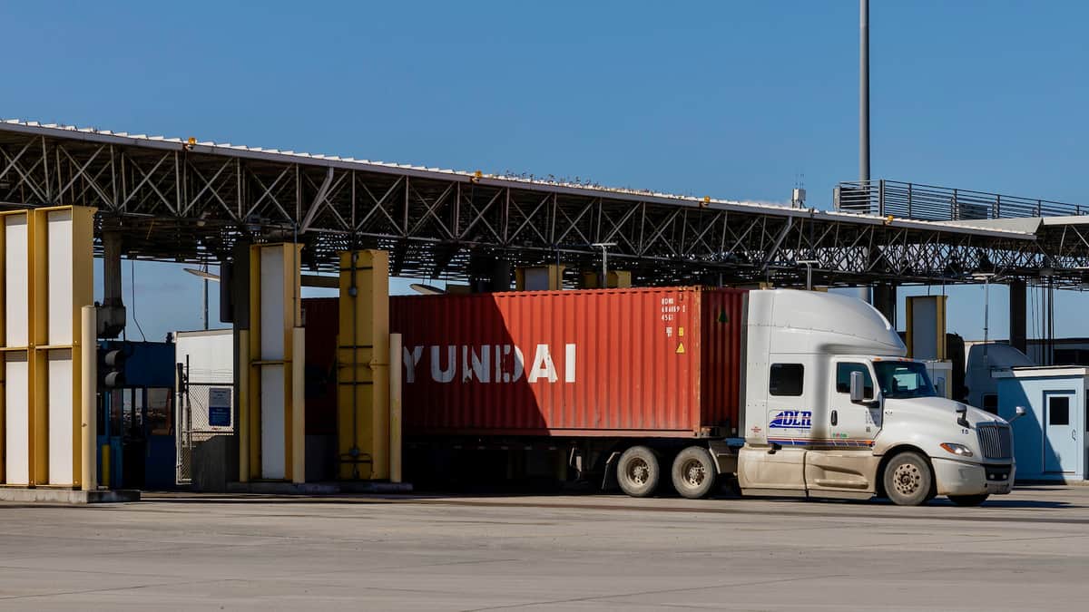 A tractor-trailer entering the U.S. from Mexico. The US-Canada-Mexico borders will remain closed for non-essential travel to Jan. 21