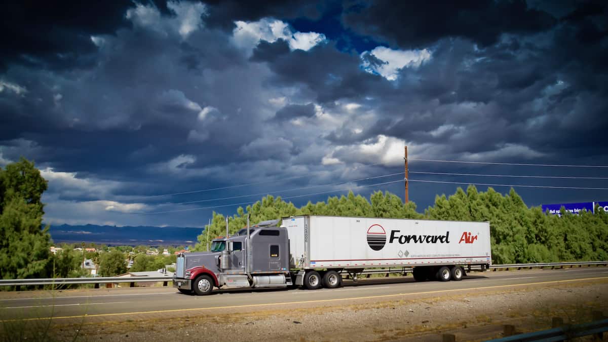 A tractor-trailer from Forward Air. The trucking company was targeted in a cyberattack in 2020.