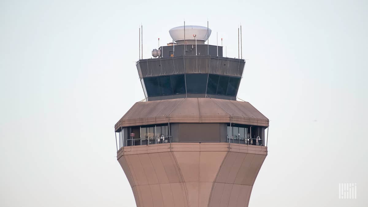 An air traffic control tower.