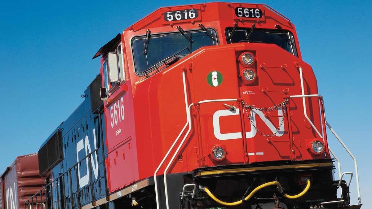 A photograph of a CN train.