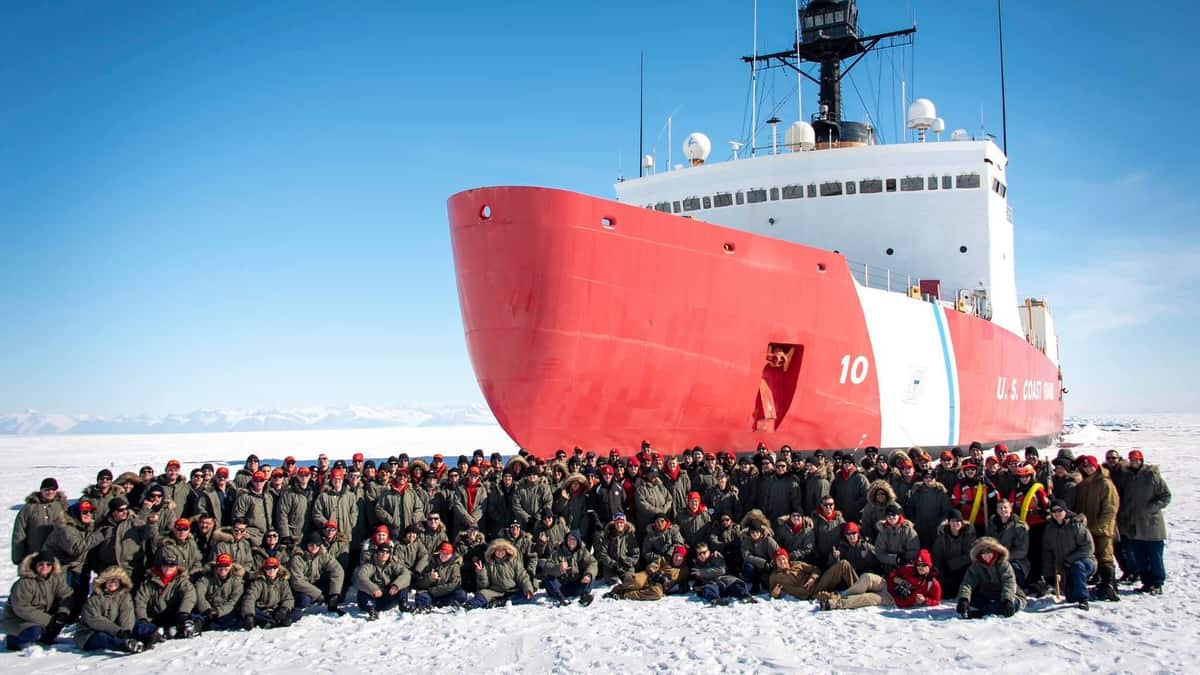 Coast Guard Cutter Polar Star out at sea.