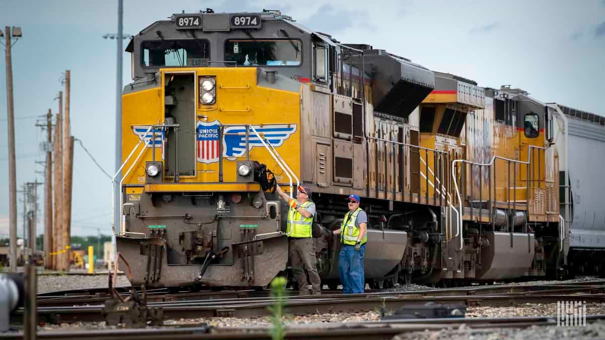 A photograph of a Union Pacific train.