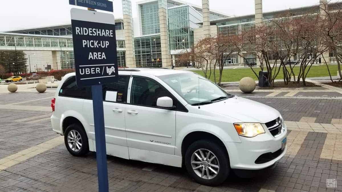 Uber car waits at airport