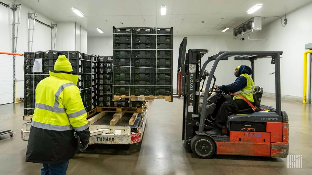 Food pallets inside warehouse