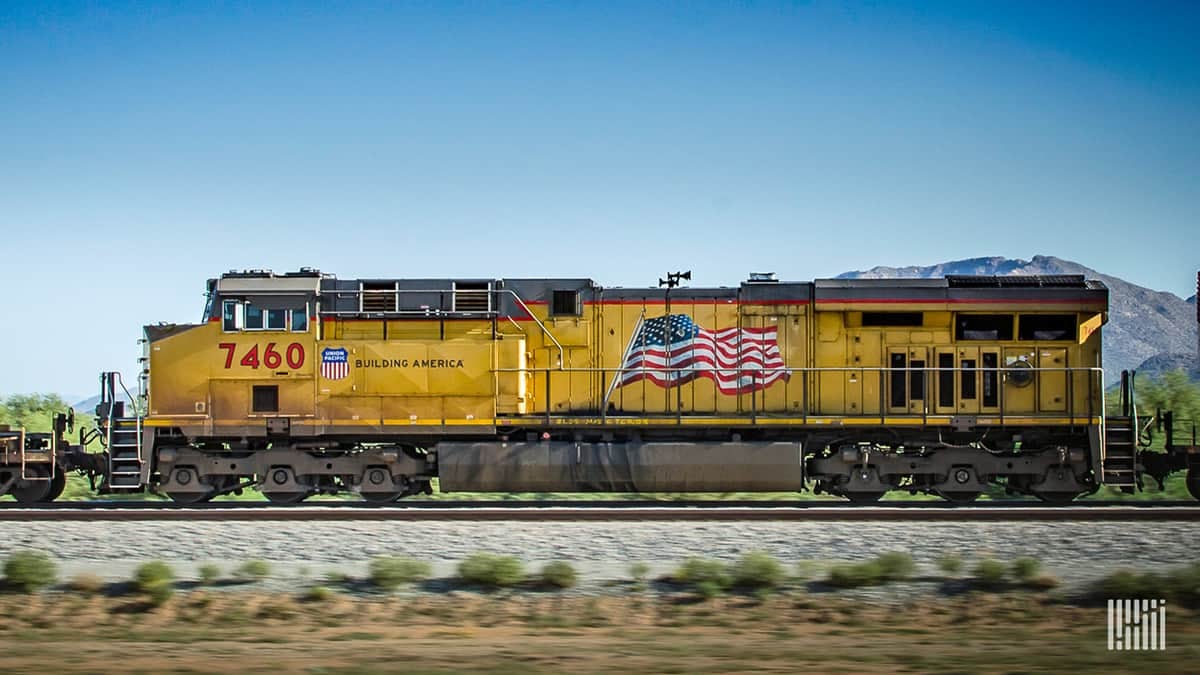 A photograph of a Union Pacific locomotive.