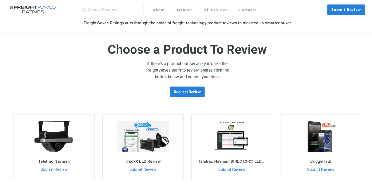 A page view from the new FreightWaves Ratings site.