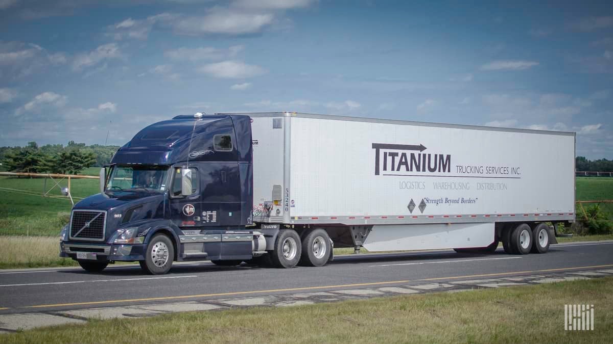 A tractor-trailer of Canadian trucking company Titanium Transportation Group. The company reported record fourth quarter results.