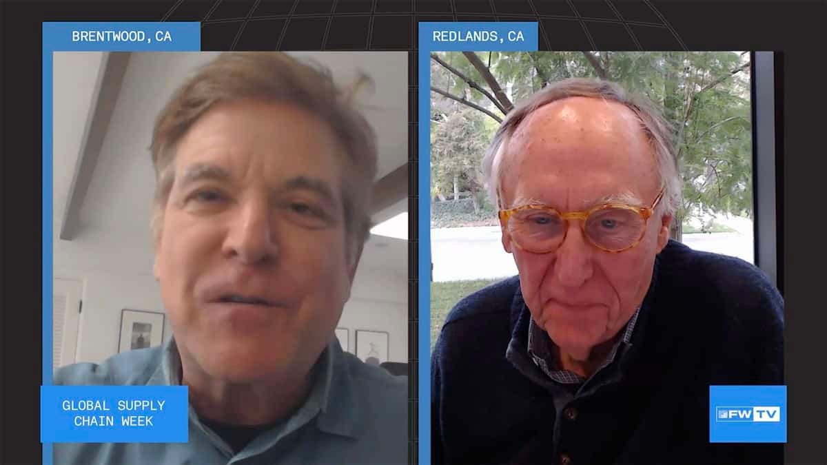 Jack Dangermond, founder and president of ESRI, with Jonathan Rosenthal, speaking in a video chat at FreightWaves Global Supply Chain Week.