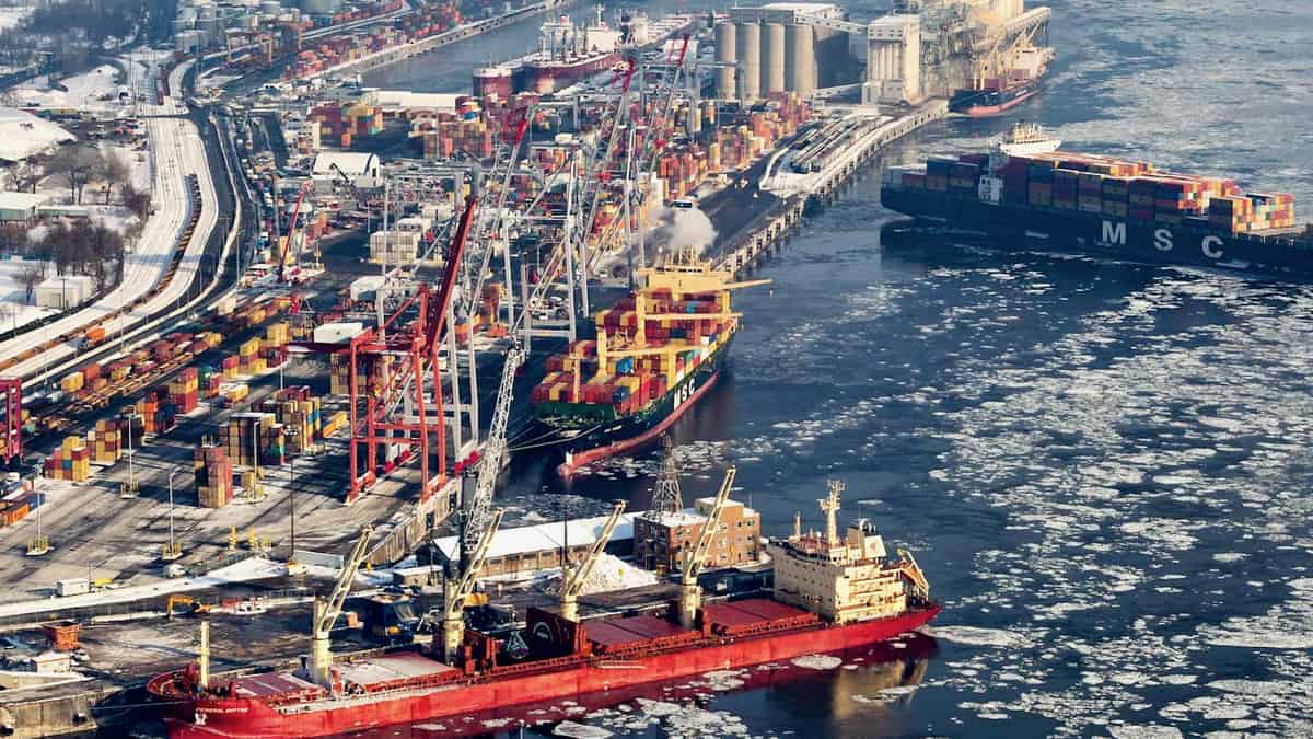 Ships docked at the Port of Montreal, where a possible strike is looming.