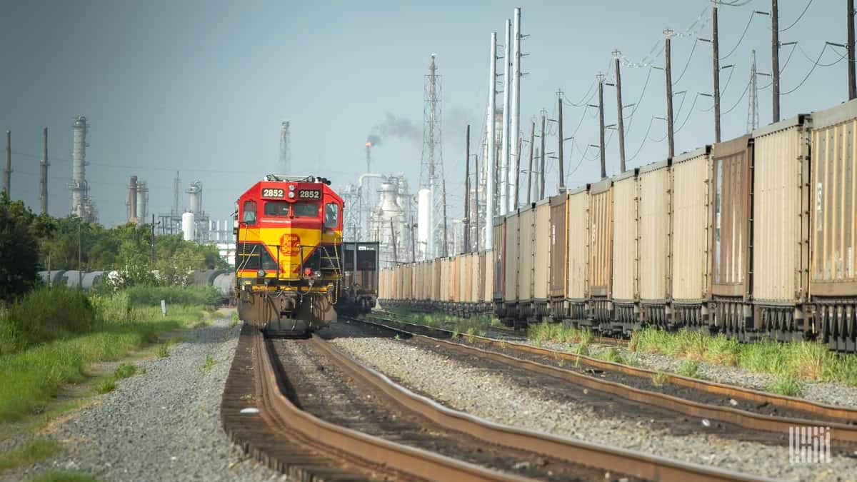 A photograph of a Kansas City Southern train.