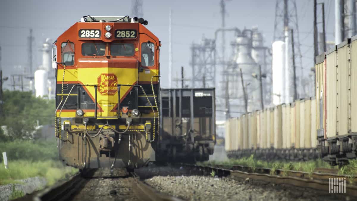 A photograph of a Kansas City Southern train.