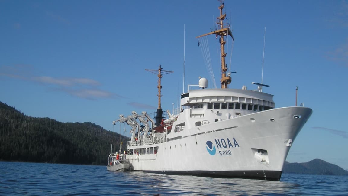 NOAA Ship Fairweather in Alaskan coastal waters.