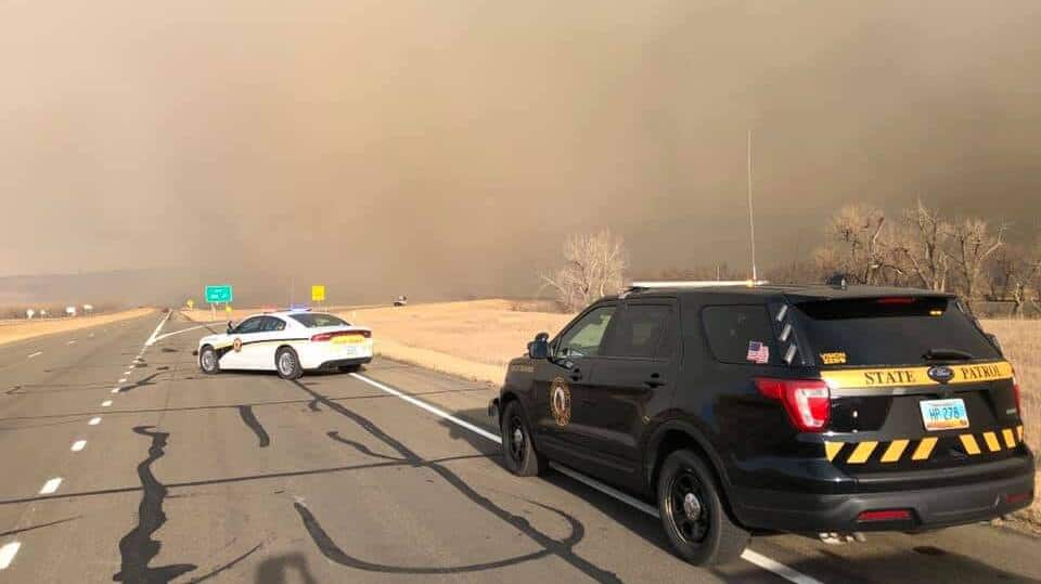 Grass fire smoke in western North Dakota on April 1, 2021.