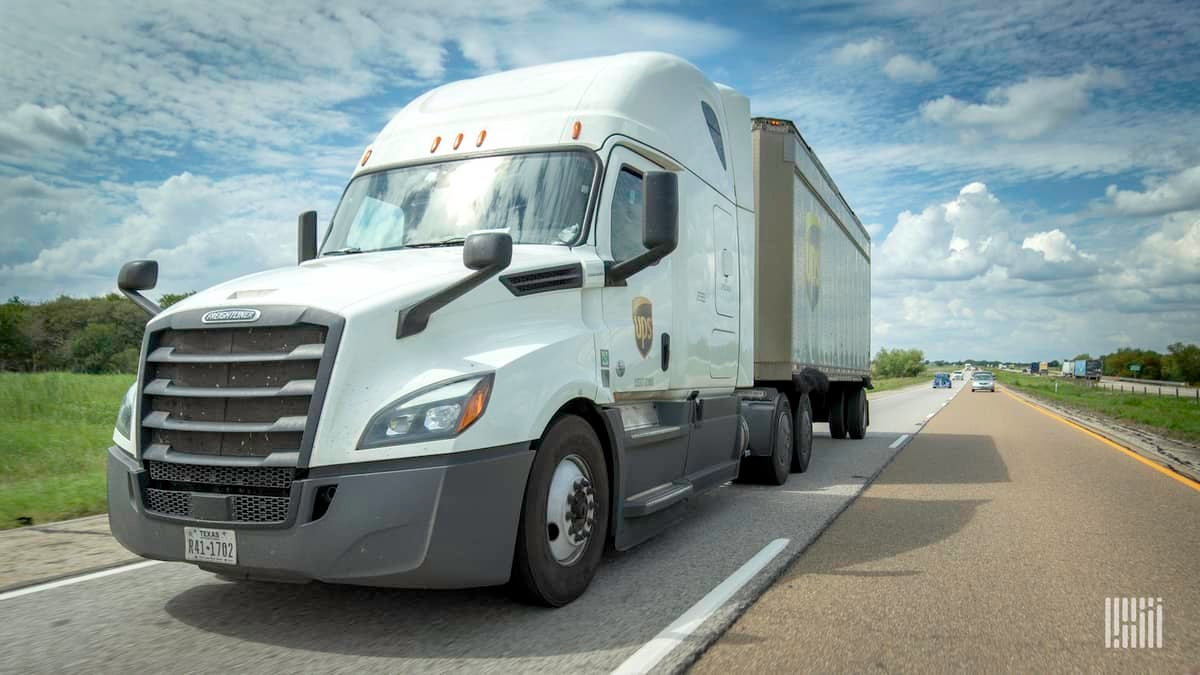 A UPS Freight tractor-trailer. TFI is acquiring UPS Freight from UPS.