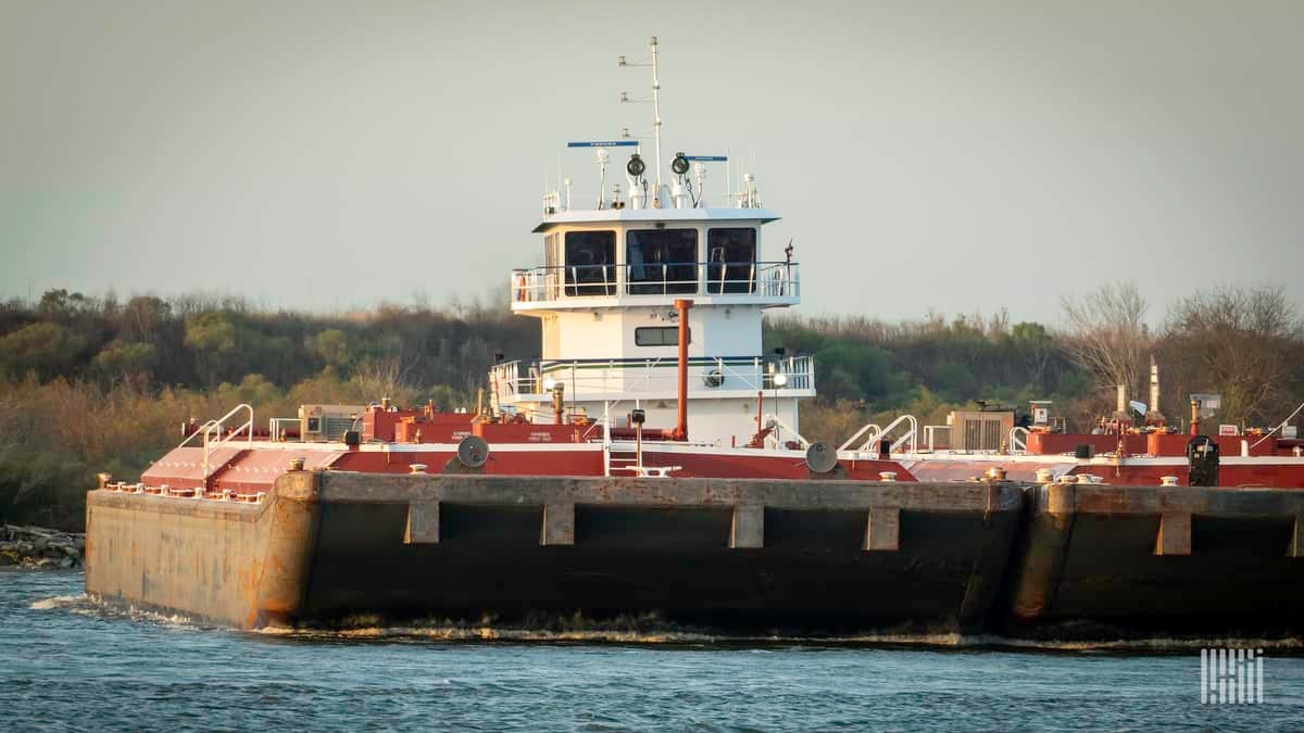 Barge on a river.