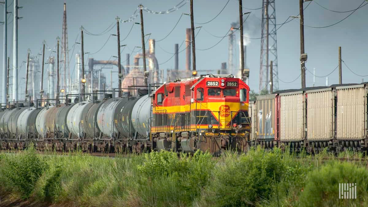 A photograph of a Kansas City Southern train.