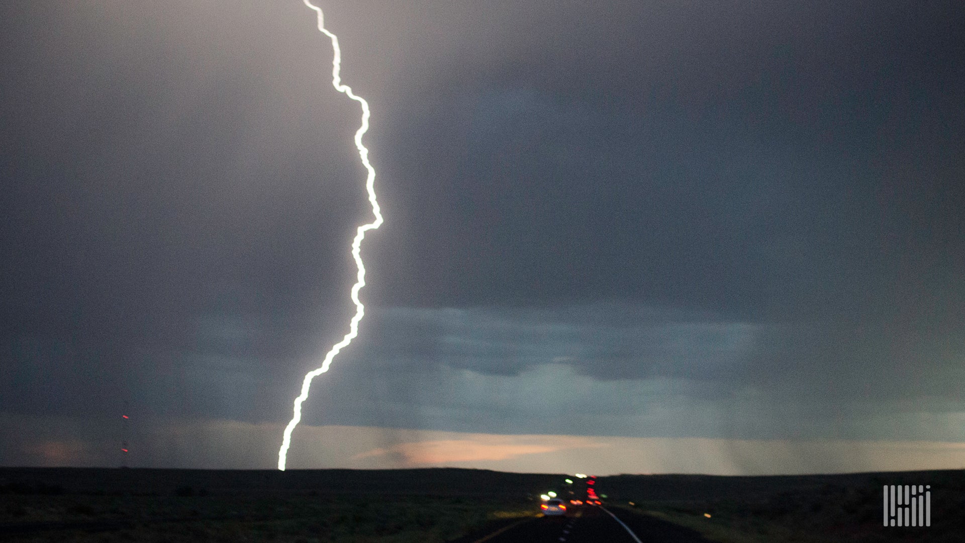 Lightning across a dark sky.