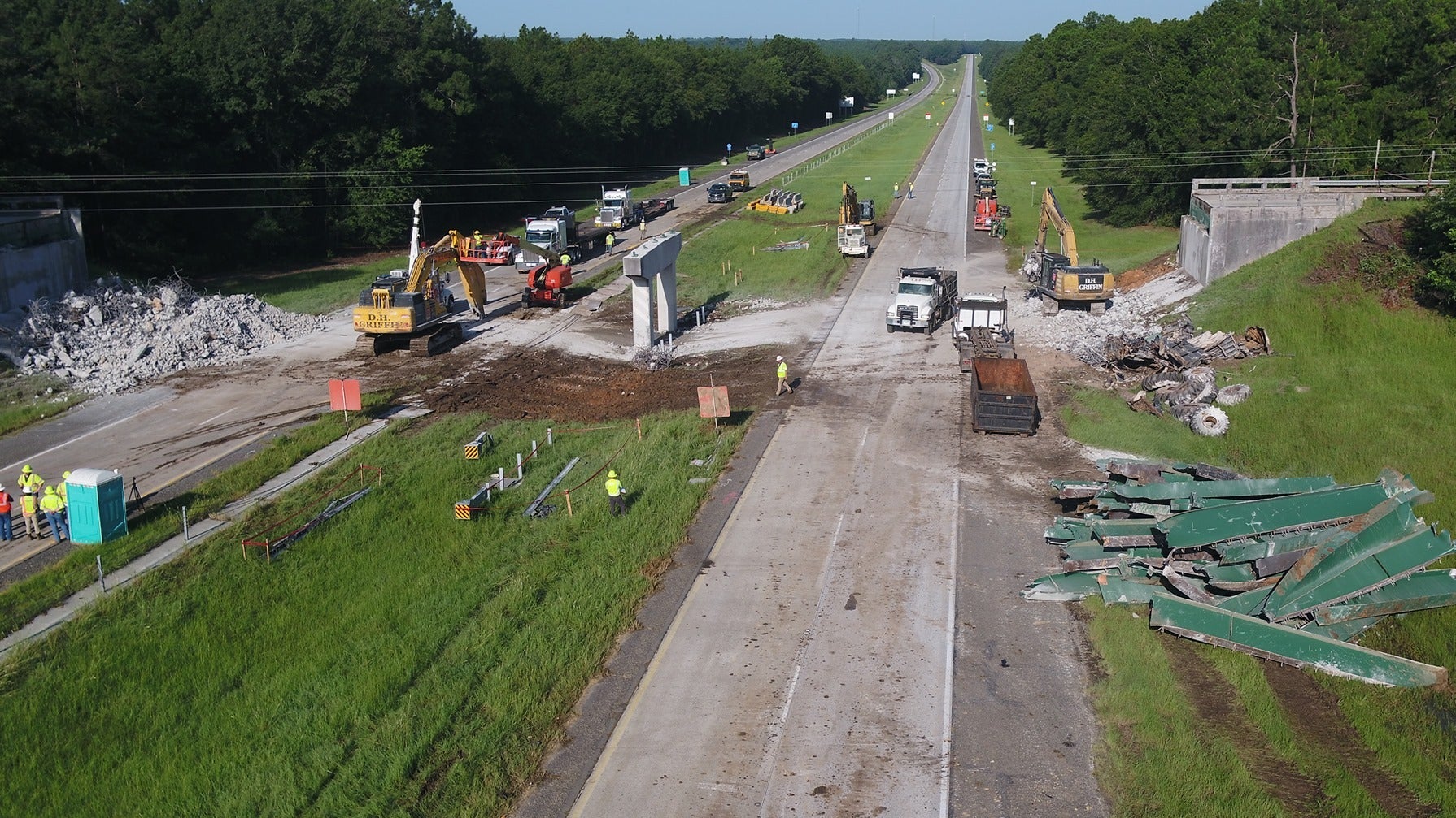 Georgia highway 86 overpass demolished at I-16.