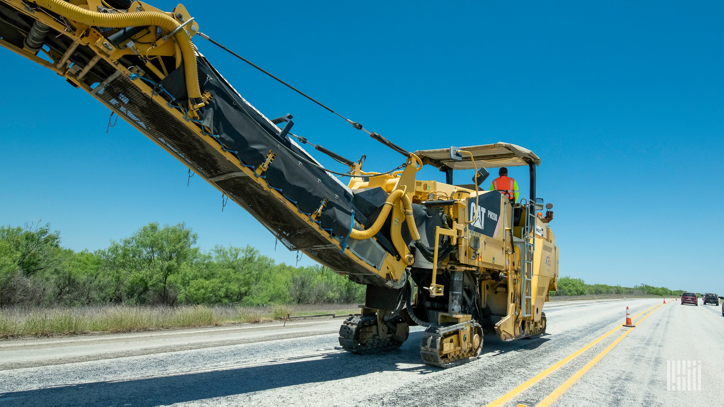 Road construction worker on a sunny day.