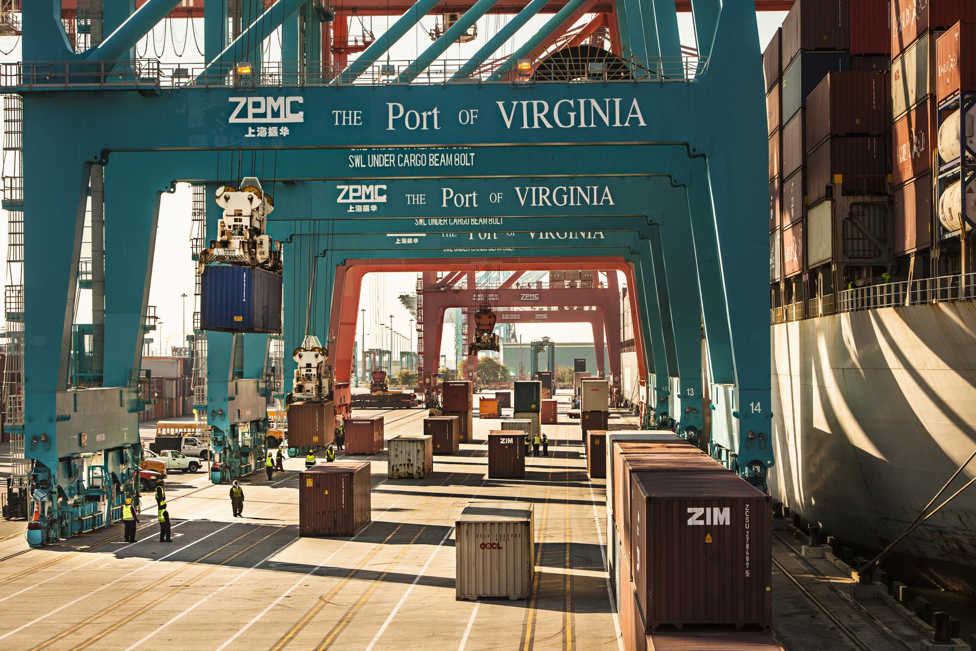 A photograph of containers at the Port of Virginia.