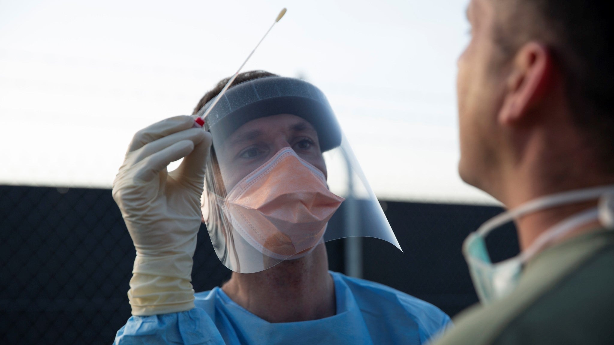 A Marine receives a COVID-19 test in Australia. (Photo: U.S. Marine Corps/Natalie Greenwood)