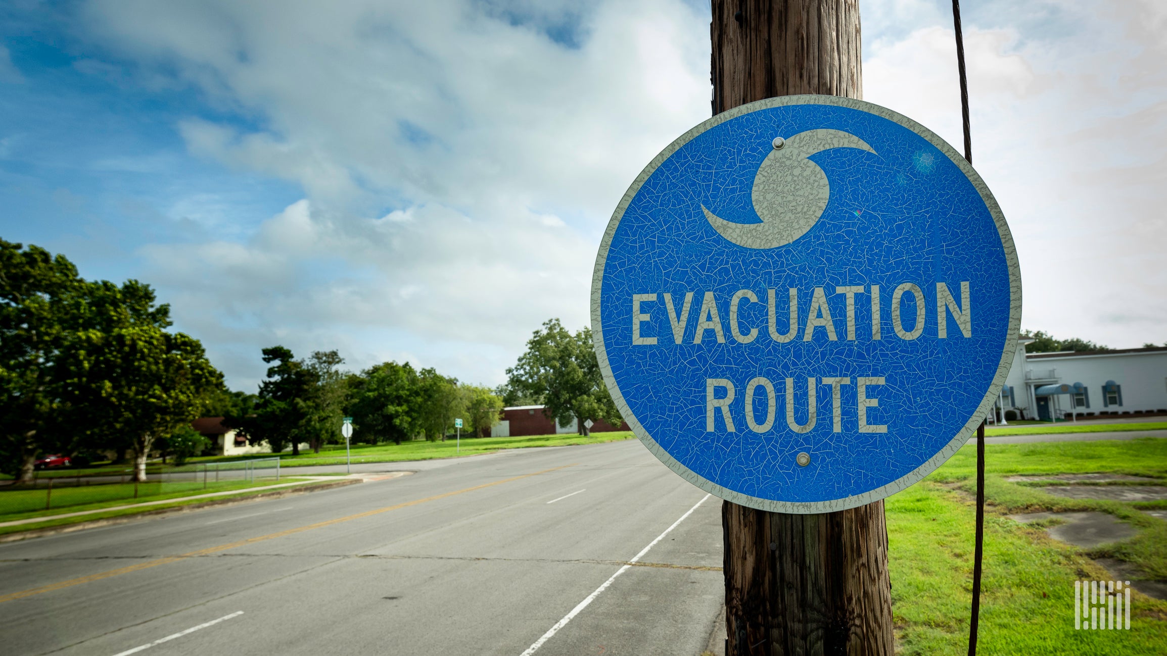 Evacuation route sign.