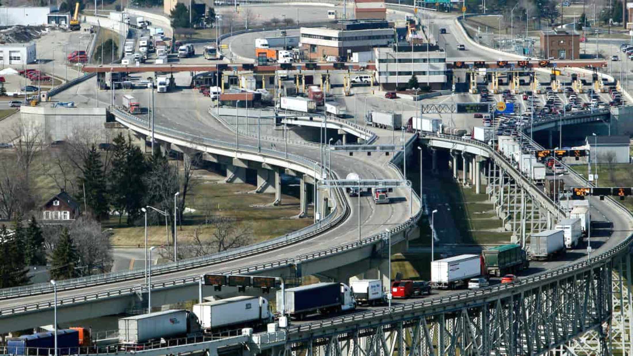 An aerial view of the U.S.-Canada border. The Canadian side is set to reopen for non-essential travel.