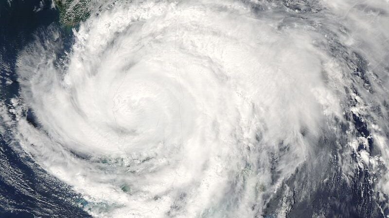 Satellite photo of Hurricane Frances at Florida landfall the day before Labor Day in 2004.