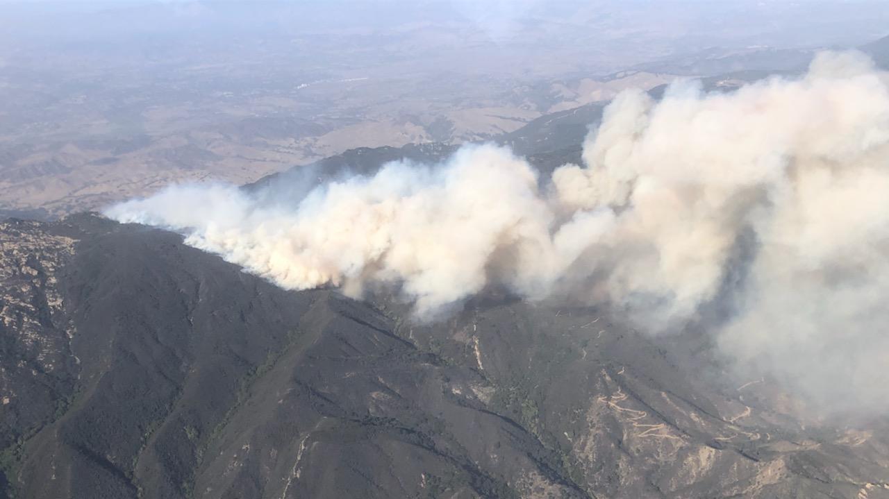 Thick smoke from the Alisal fire near Santa Barbara, California, Oct. 11, 2021.