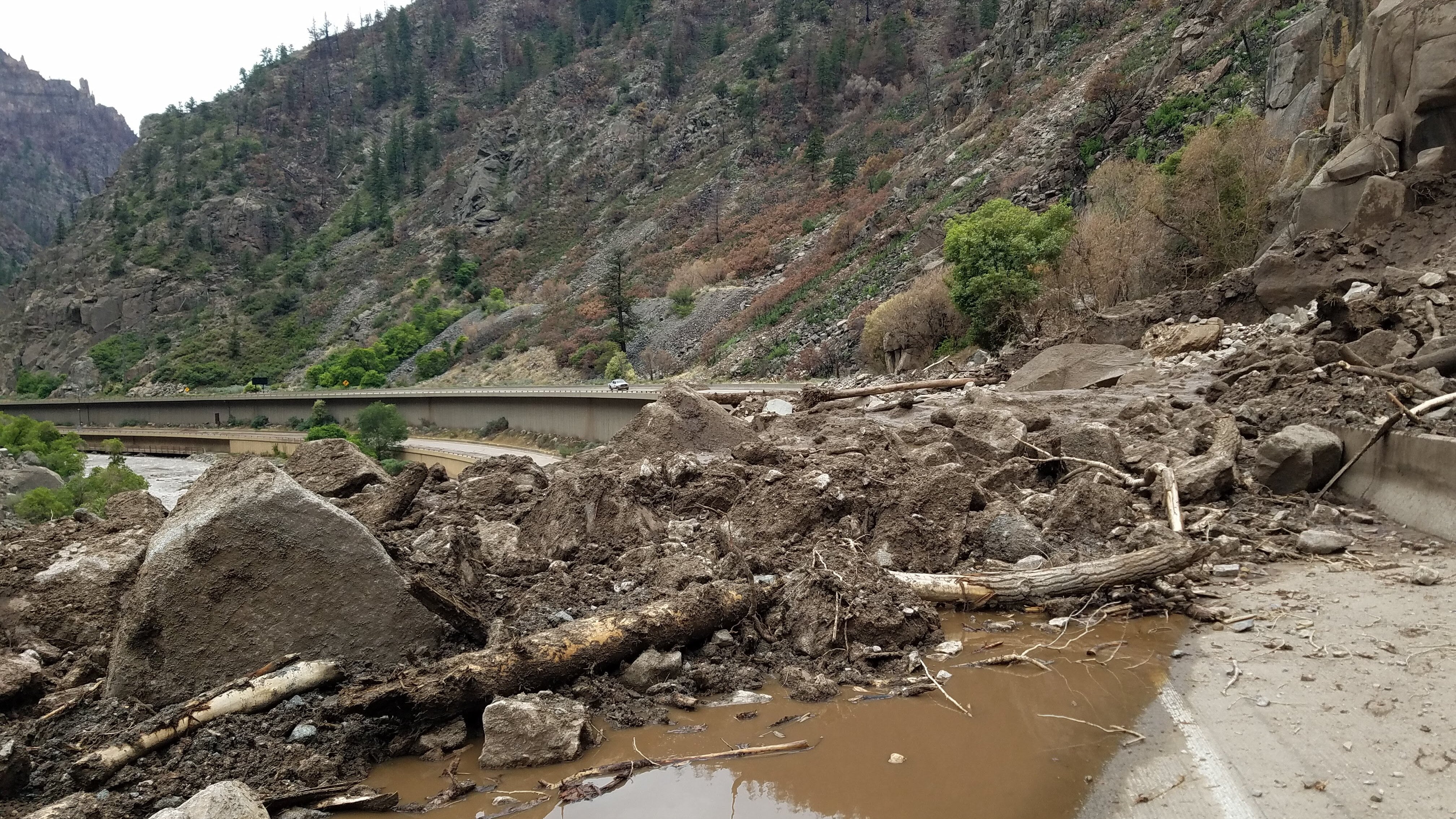 Mudslide across I-70 in Glenwood Canyon, Colorado in early August 2021.