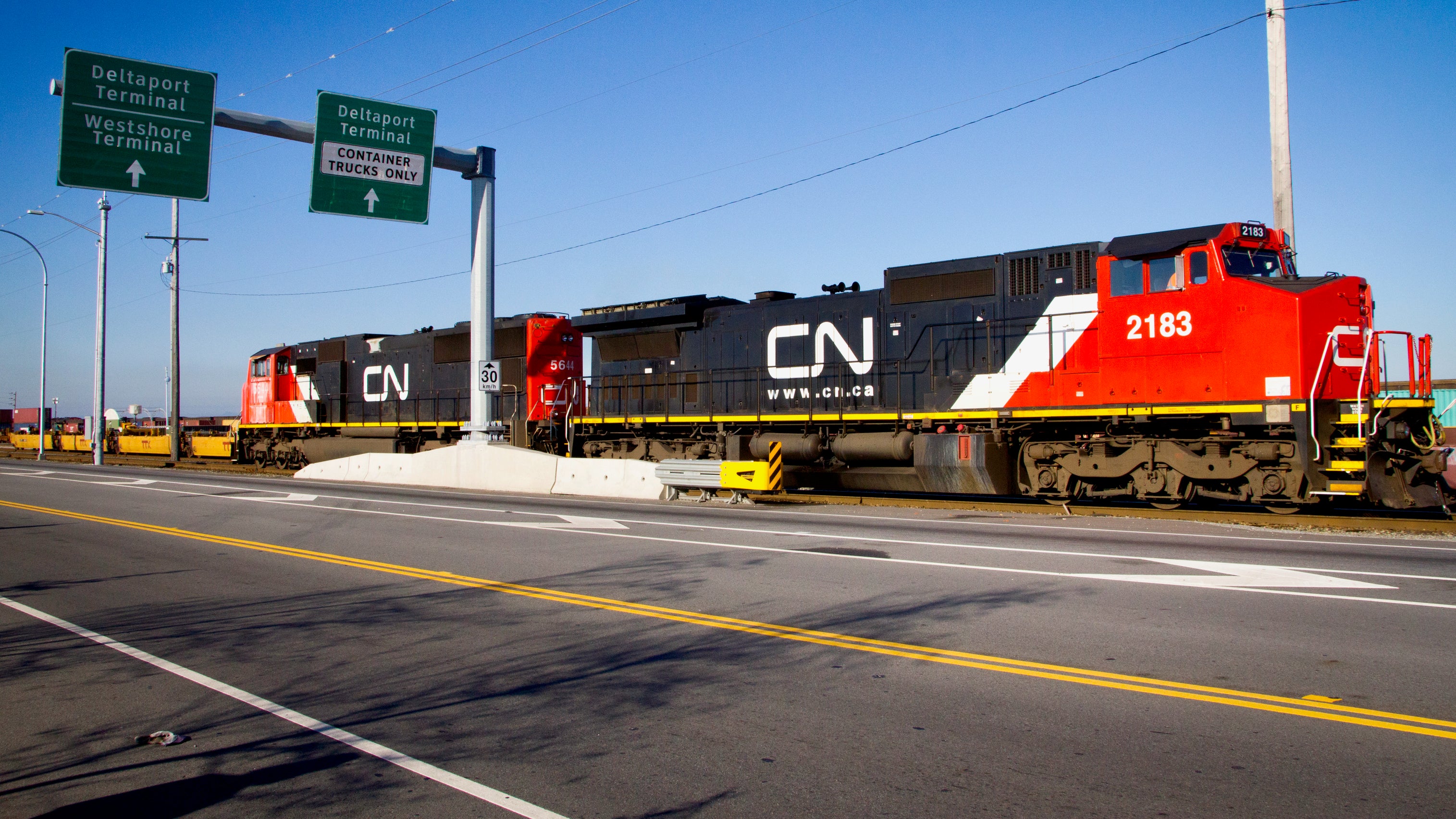 A CN train at the Port of Vancouver