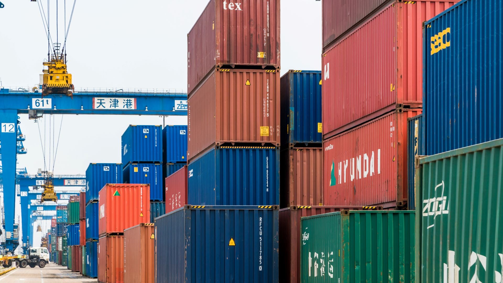 Containers and cranes at a Chinese port.