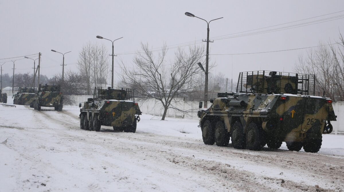 Column of armored personnel carriers in Kharkiv, Ukraine (Photo: Shutterstock/Seneline)