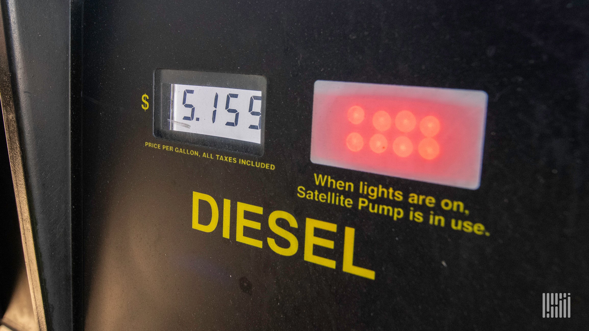 A fuel pump showing price of diesel