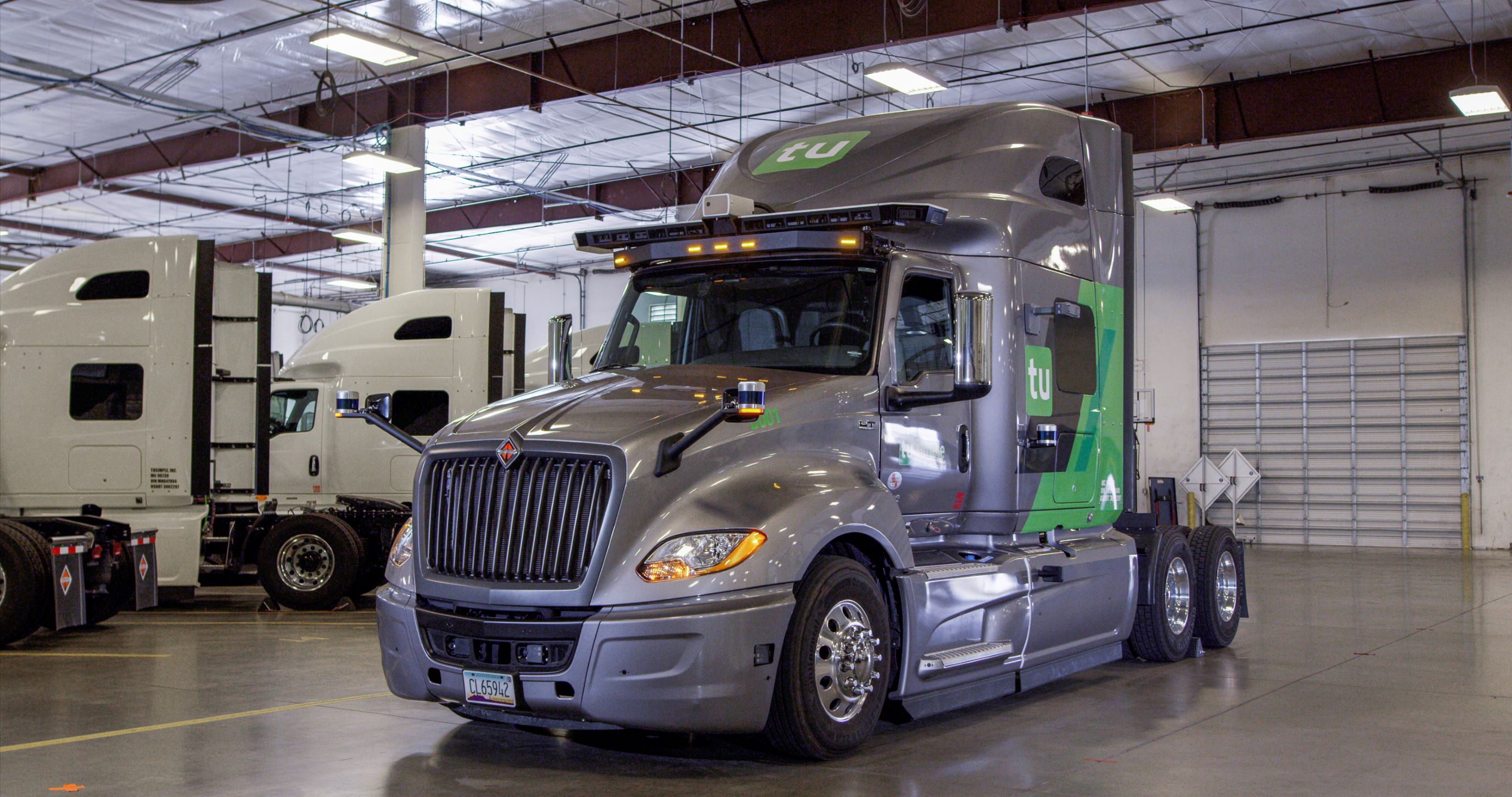 TuSimple truck in garage