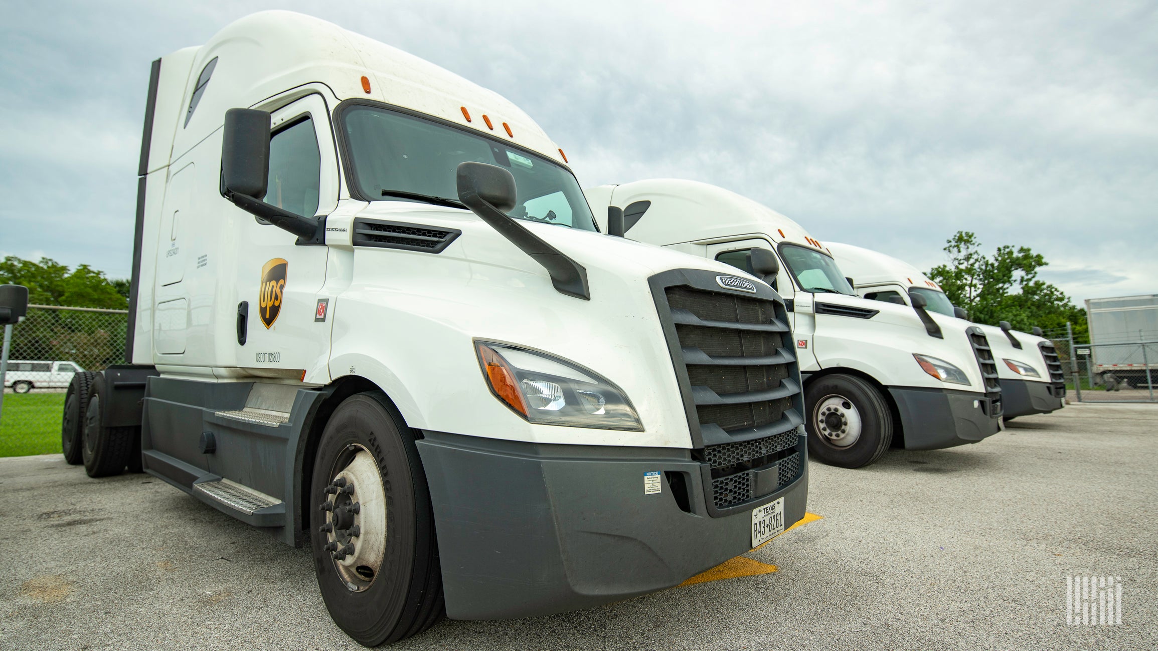 A white UPS tractor-trailer