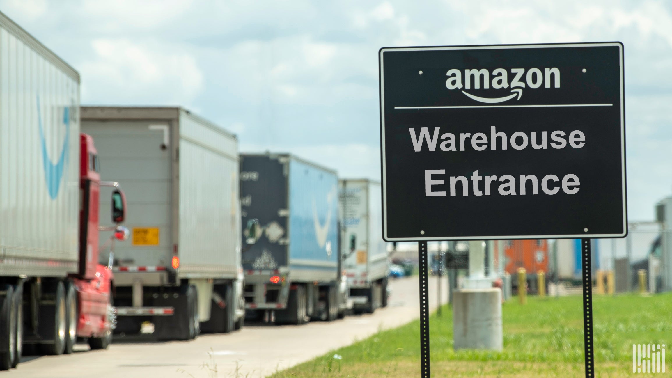 Amazon sign pointing to a warehouse, where workers are voting on unionizing