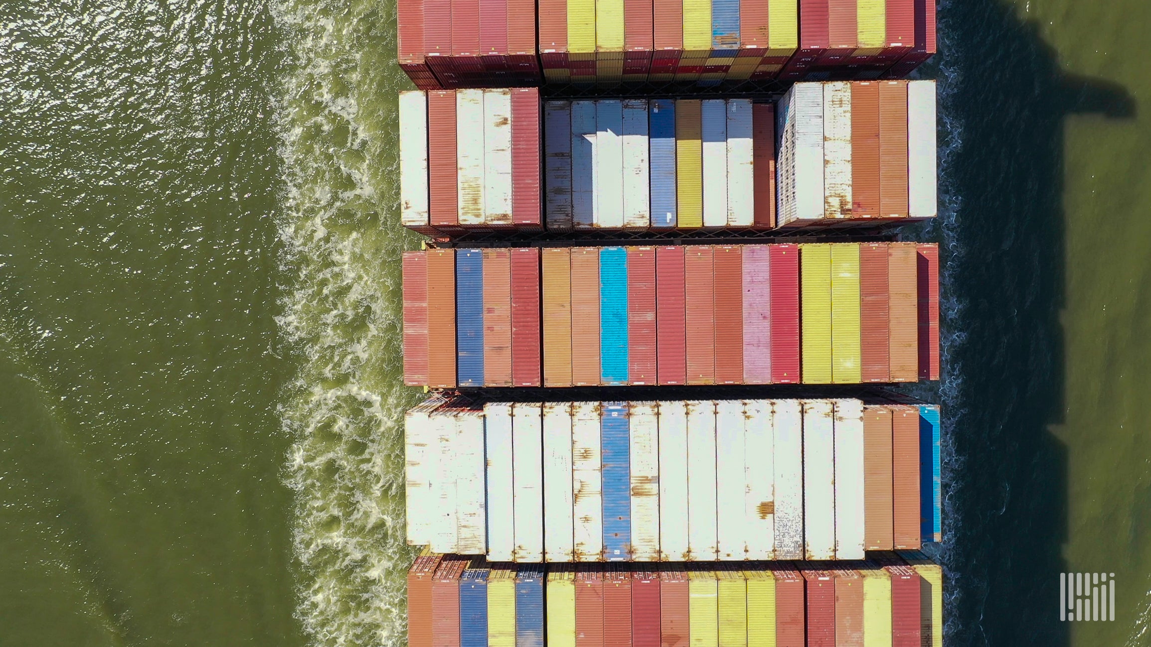 Overhead view of container ship