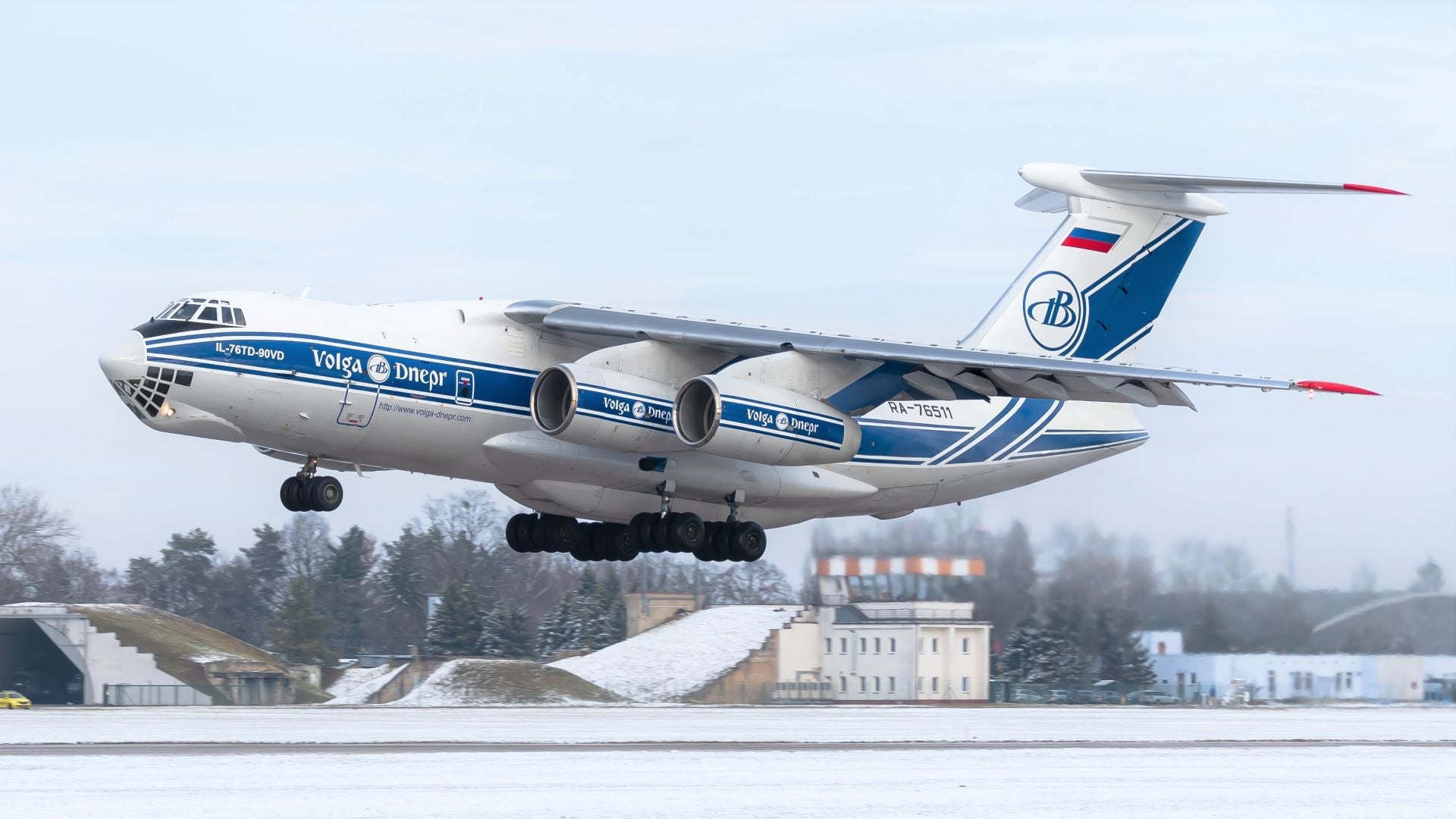 A Volga-Dnepr cargo plane taking off